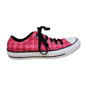 Converse Chuck Taylor Low Tops Bright Pink Houndstooth‎ Pattern Women's 7